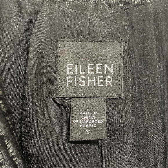 EILEEN FISHER Black and Gray Silk Open Front Duster Jacket, size S - Picture 3 of 10